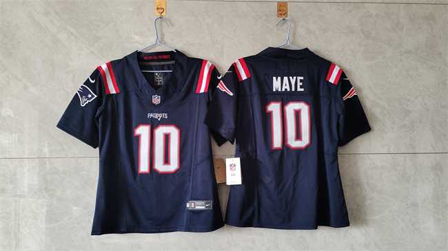 Women%27s New England Patriots #10 Drake Maye 2024 F.U.S.E. Navy Vapor Untouchable Limited Stitched Jersey